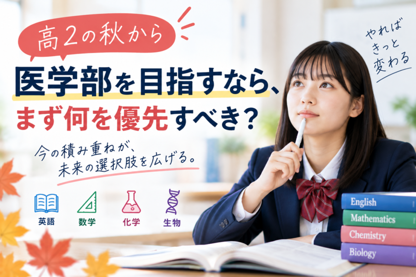 高2の秋から医学部を目指すなら、まず何を優先すべき？